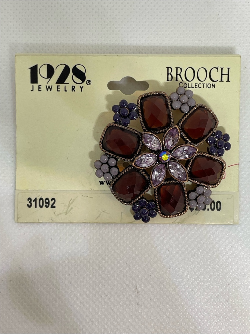 1928 Jewelry Retired Lavender&Garnet Floral New Old Stock Original Card